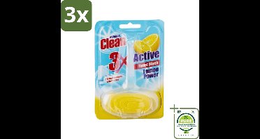3 x At Home - Clean - Toiletblok - 3in1 Active - Lemon Power - Neutraliseert & Reinigt - 1 Blok - Grootverpakking - Toiletblok - Toilet Schoonmaak - Toilet Reiniging - Geur Neutraliserend - Citroen Geur
