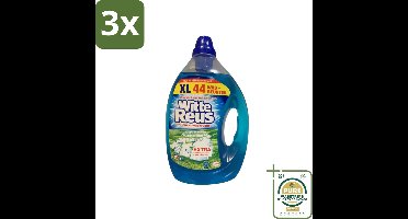 3 x Witte Reus - Vloeibaar Wasmiddel - 44 Wasbeurten - Grootverpakking - Witte Was - Vloeibaar Wasmiddel - Hardnekkige Vlekken - Wasbeurten - Reuswasmiddel