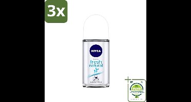 3 x NIVEA - Deodorant Roller - Frisse Natuur - Langdurige Frisheid - 50 ml - Grootverpakking - NIVEA Deodorant - Deodorant Roller - Antitranspirant - Natuurlijke Deodorant - Deodorant Met Oceaanextracten