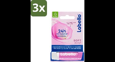 Labello – Lippenbalsem – Soft Rosé – Lippenbalsem – 24H Hydratatie - Bulkverpakking - 3 stuks