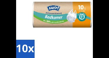 Swirl – Vuilniszakken – 10 L – Handvatten – 37 zakken - Bulkverpakking - 10 stuks
