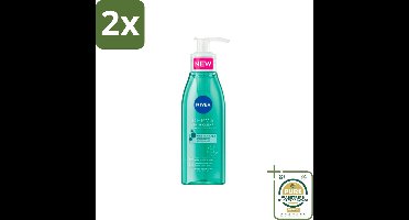 NIVEA - Reinigingsgel - DERMA Huidzuiver - Voor onzuivere huid - Met Salicylzuur (AHA) & Niacinamide - Tegen Acne & Mee-eters - 150 ml - Voordeelverpakking - 2 stuks - Puistjes - Mee-eters