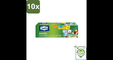10 x Toppits – Zipper Multifunctionele Zakken – 1 Liter – 12 Zakjes - Grootverpakking - Zipper Zakken - Lekken - Voedsel Bewaren - Restjes Opbergen - Snacks