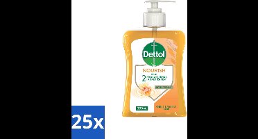 25 x Dettol - Handzeep - Nourish - Honing & Vanille - 250 ml - Handzeep - Antibacterieel - Handen Wassen - Handen Verzorgen - Honing