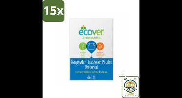 15 x Ecover - Waspoeder Universal - Voor witte & bonte was - 1,2 kg - Grootverpakking - Ecover Waspoeder Universal - Waspoeder - Wasmiddel - Waspoeder Voor Witte Was - Waspoeder Voor Bonte Was