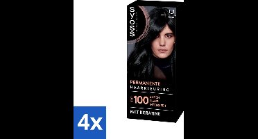 SYOSS - Coloration 1-1 Zwart - Haarverf - Grijsdekking - Vermindert Haarbreuk - Voordeelverpakking - 4 stuks