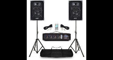 Complete PA-set voor zangers met 8 inch speakers & 4-kanaals mixer