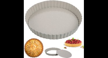 Kinghoff 1969 - Taartvorm met uitneembare bodem - Ø25 cm - koolstofstaal - gemarmerde antiaanbaklaag - beige