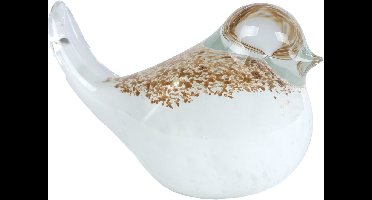Sculptuur Bird decoratie wit goud glas 11x6x7,5cm modern.