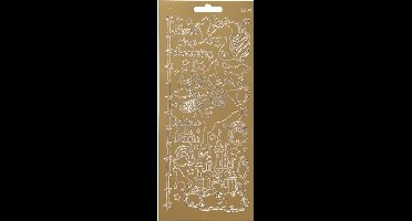 Stickers Goud - Unicorn Stickers - Magische Gouden Stickervellen - Zelfklevende Plakstickers - Feestelijke DIY Versiering - Kaarten Maken - Scrapbooking - 10x23 cm