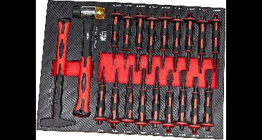 HBM 20 Delige Hamer en Doorslagenset in Carbon Foam inlay voor Gereedschapswagen