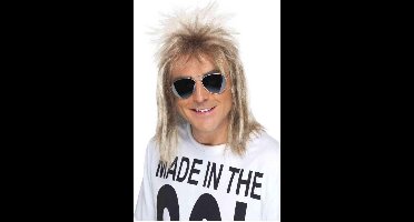 Smiffys - 80s Mullet Blonde Pruik - Wit