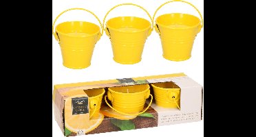 Decoris Citronella kaarsen - in zink potje - set 6x - geel - 5 branduren