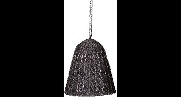 PTMD Lars zwarte hangende lampenkap van geweven zeegras - 40x40x50