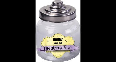 Glazen Snoeppot- Hoera voor het feestvarken