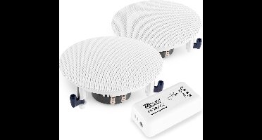 Plafond speaker - Set van 2 plafond inbouw speakers + versterker en luidsprekerkabel - Complete set voor kantoor, hal, wachtkamer, etc.