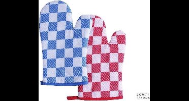 Kitchen Tools Ovenwant - Katoen - Ruit - Blauw - Rood - Zwart - (1 stuk) Assorti