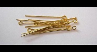 2x100 stuks, Kettelstiften Met Oog, Goud Kleur, lengte 32mm (totaal dus 200 stuks)