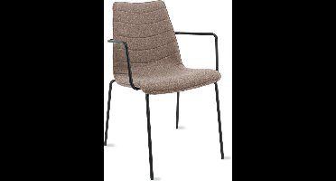 Workliving Verona Eetkamerstoel / Vergaderstoel - Met Armleuningen - Wolvilt Fenice 511 lichtbruin - frame zwart