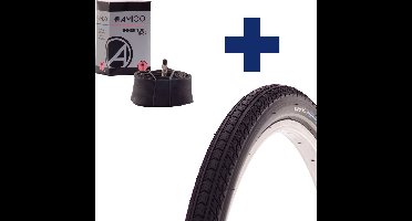 AMIGO Binnenband & Buitenband 28 Inch - Geschikt voor E-bike - ETRTO 47-622 - Dunlopventiel - Zwart