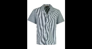 BOSS Black poloshirt blauw gestreept doorknoop