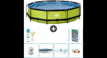 EXIT Rond Lime Frame Zwembad - 360 x 76 cm - Inclusief Pomp - Afdekzeil - Schoonmaakset - Speelgoed - 7-delig