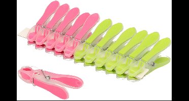 PlasticForte Wasknijpers -36x - groen/roze - kunststof /metaal - 8 cm - was ophangen