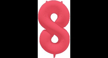Riethmüller - Folieballon cijfer 8 - neon rood - 86 cm