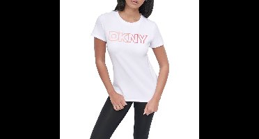 Dkny Ombre Outline Logo T-shirt Met Korte Mouwen Wit S Vrouw