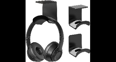 Allecto Plus - Houder voor headset, oortelefoon en gaming-hoofdtelefoon, zwart, tafel en muurmontage.