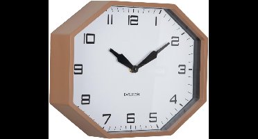 Karlsson Wandklok Modern Factory Octagon - Bruin - 32x32x26cm - Wandklok Modern