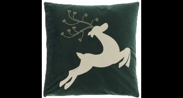 Unique Living | Kussen Reindeer 45x45cm dark green | Kussen woonkamer of slaapkamer