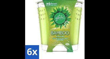 6 x Glade - Geurkaars - Bamboo Bliss Song - Frisse Geur & Relaxatie - 129 g - Bamboo Geur - Rustgevende Geur - Natuurlijke Geur - Ontspanning - Sfeer