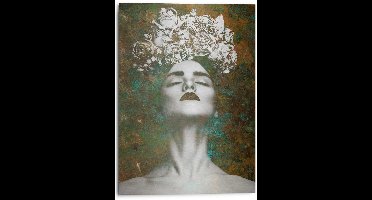 Alu-Dibond Vrouw met bloemenkrans - 70 x 50 - Geborsteld aluminium - REINDERS