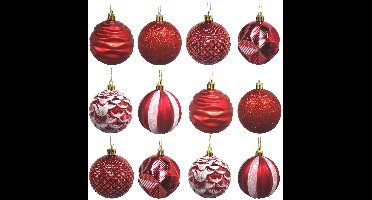 Boraboi® Set van 12 onbreekbare kerstballen in rood en wit voor feestelijke decoratie
