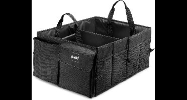 helit H6140095 - Kofferbak organizer, de auto organizer, zwart, opvouwbare kofferbaktas auto, antislip met klittenband
