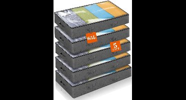 Boraboi® Vijfdelige set opbergtassen voor onder bed met groot venster en handgrepen 5 Stück Unterbettkommode 65L, Unterbett Aufbewahrungsbox Vliesstoff