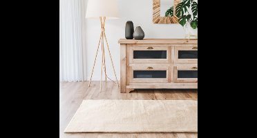 Hoogpolig vloerkleed voor woonkamer - 80x300 cm - Beige - Zacht en wasbaar met antislip achterkant