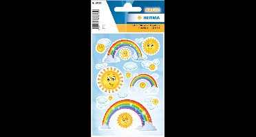 Kleverige Regenboogstickervellen met glitterende folie