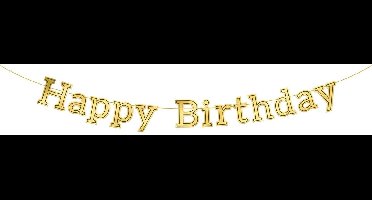 Folat - Letterslinger Glossy Black Happy Birthday - 3 meter