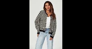 Geo-patroon gebreid vest in zwart