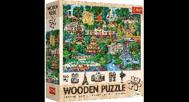 Trefl Puzzels Frankrijk - 1000 elementen, houtambacht, onregelmatige vormen, 100 Franse symbolen en monumenten, moderne premium puzzel doe-het-zelf voor volwassenen en kinderen vanaf 12 jaar oud