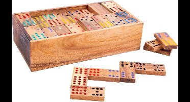 Domino 12 – Houten Dominospel – Klassiek Gezelschapsspel – Strategisch Denkspel – 2 tot 8 Spelers – Acaciahout – Engelhart
