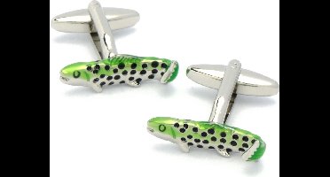 Manchetknopen - Groene Forel Vis met Zwarte Stippen