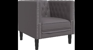 vidaXL Chesterfield Fauteuil Grijs Kunstleer