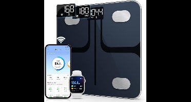 ApexArte® Weegschaal Personenweegschaal - Slimme weegschaal met Lichaamsanalyse - Digitaal - Zwart