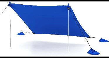 COSTWAY Strandtent 230 x 200 cm, UPF 50+, zonnetent met zandankers, zandzakken en 2 steunstangen, draagbare zonwering, zonnedak voor strand, vissen, picknick (blauw)