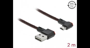 DeLOCK USB2 Kabel A-MicroB gewinkelt, 2m USB-kabel USB 2.0 USB A Micro-USB B Zwart