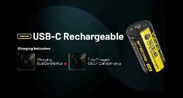 Nitecore NL1816R Oplaadbare 18350 Li-Ion batterij 1600mAh met USB-C Poort