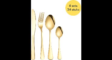 Livista® Luxe Goudkleurige Bestekset - 24 stuck - 6 set - Mes, Vork en Lepel - Roestvrij Staal - Elegant en Duurzaam Ontwerp